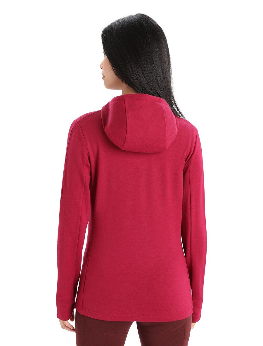 Sweat À Capuche Icebreaker Merino Quantum III Long Sleeve Zip Femme Rose | FR 1677EBCX